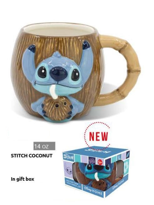 Disney - Tasse 3D en céramique Stitch Noix de Coco - 414ml
