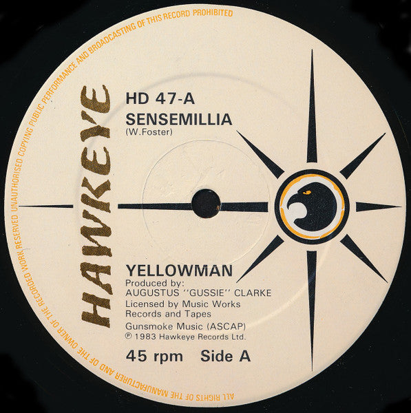 Yellowman – Sensemillia / Quiet [Vinyle 33Tours]