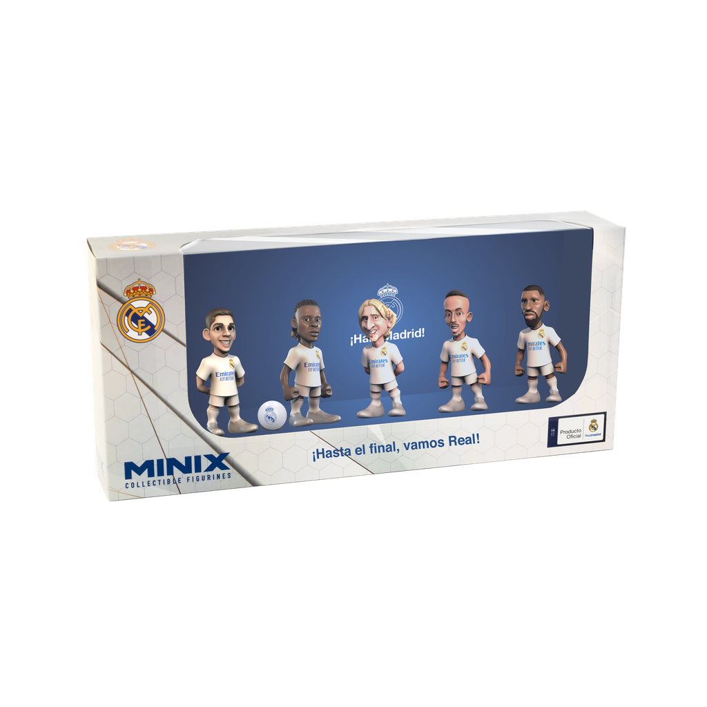 Minix - Football Stars - Pack de 5 Real Madrid - A (Valverde / Camavinga / Modric / Eder Militao / Rudiger) - Figurines PVC 7 cm