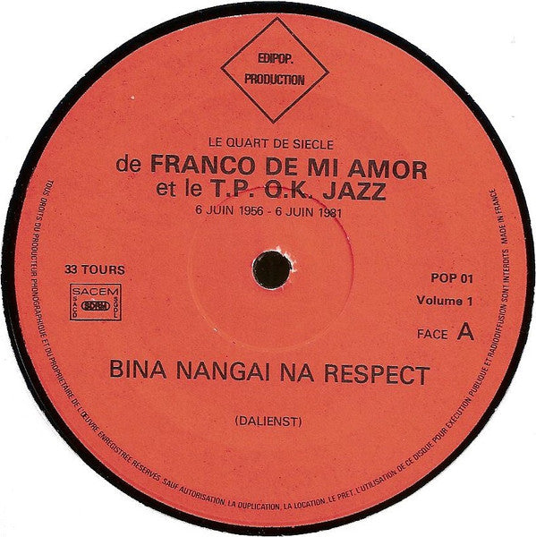 Franco De Mi Amor Et Le T.P. O.K. Jazz – Keba Na Matraque (Vol.1) - Respect [Vinyle 33Tours] - flash vidéo