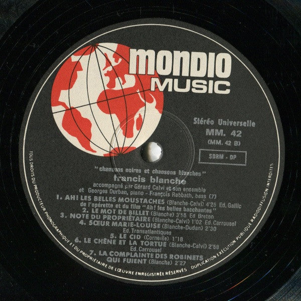 (Occasion ) Francis Blanche – Chansons Noires Et Chansons Blanches [Vinyle 33 Tours]