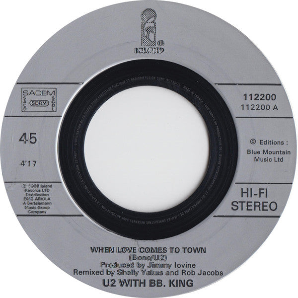 (Occasion) U2 With B.B. King – When Love Comes To Town [Vinyle 45 Tours]