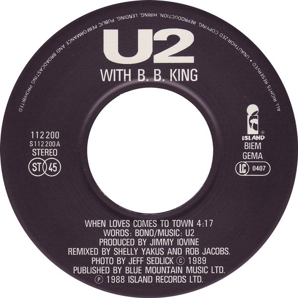 (Occasion) U2 With B.B. King – When Love Comes To Town [Vinyle 45Tours]