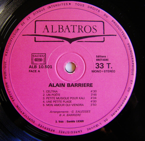 (Occasion ) Alain Barriere – Tu T'en Vas / Celtina [Vinyle 33 Tours]