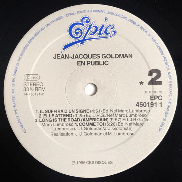 (Occasion) Jean-Jacques Goldman – En Public [Vinyle 33 Tours]