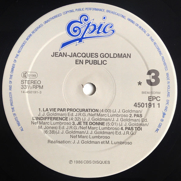 (Occasion) Jean-Jacques Goldman – En Public [Vinyle 33 Tours]