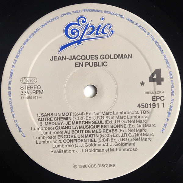 (Occasion) Jean-Jacques Goldman – En Public [Vinyle 33 Tours]