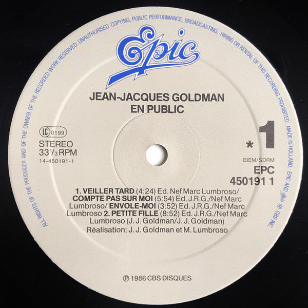(Occasion) Jean-Jacques Goldman – En Public [Vinyle 33 Tours]