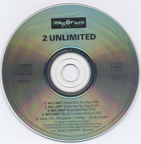 (Occasion) 2 Unlimited – No Limit [CD]