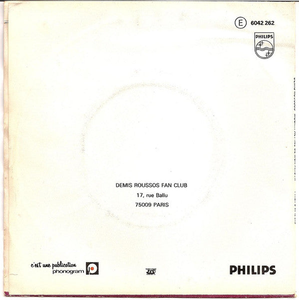 (Occasion) Démis Roussos Mourir Auprès De Mon Amour (Because) I Dig You [Vinyle 45 Tours]