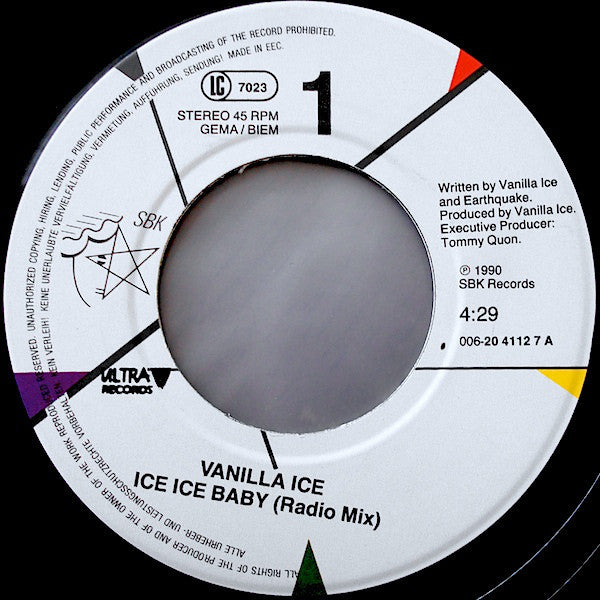 (Occasion) Vanilla Ice – Ice Ice Baby [Vinyle 45 Tours]