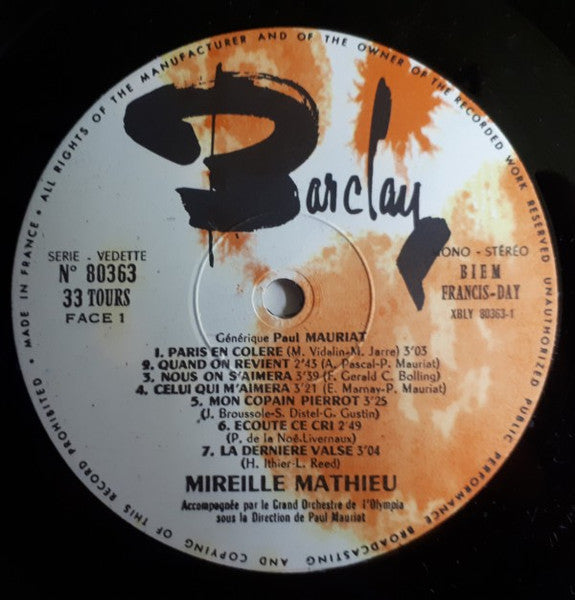 (Occasion) Mireille Mathieu  En Direct De L'Olympia [Vinyle 33Tours]