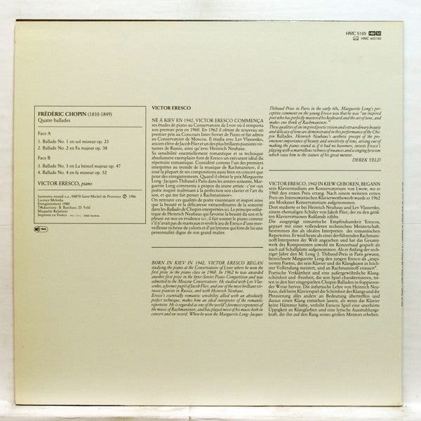 (occasion) Victor Eresko, Frédéric Chopin – Quatre Ballades [Vinyle 33 Tours]