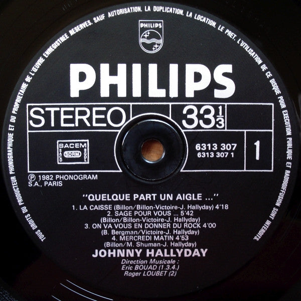 (Occasion) Hallyday – Quelque Part Un Aigle... [Vinyle 33 Tours]