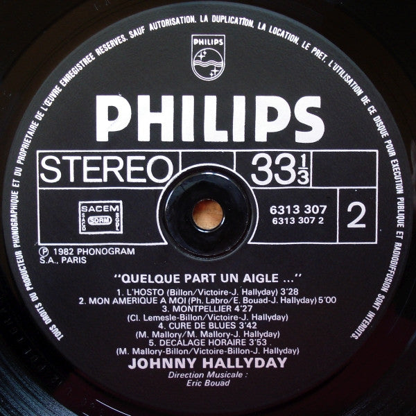 (Occasion) Hallyday – Quelque Part Un Aigle... [Vinyle 33 Tours]