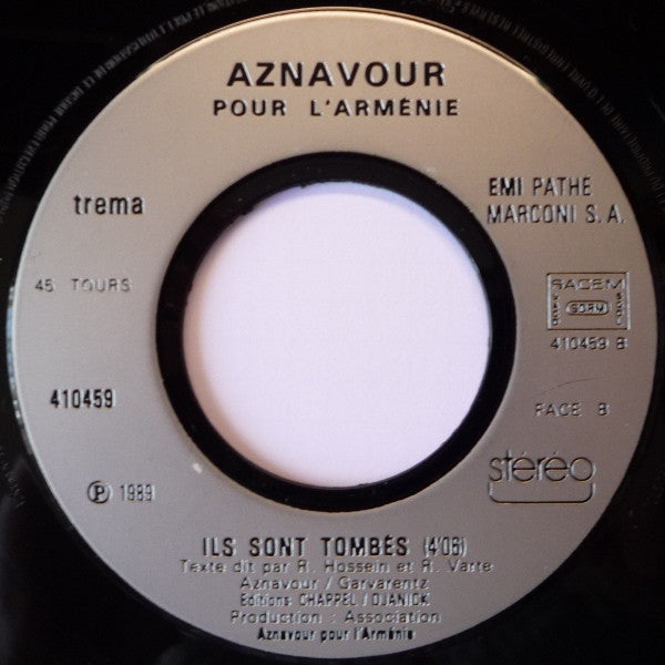 (Occasion) Charles Aznavour – Pour Toi Arménie [Vinyle 45 Tours]