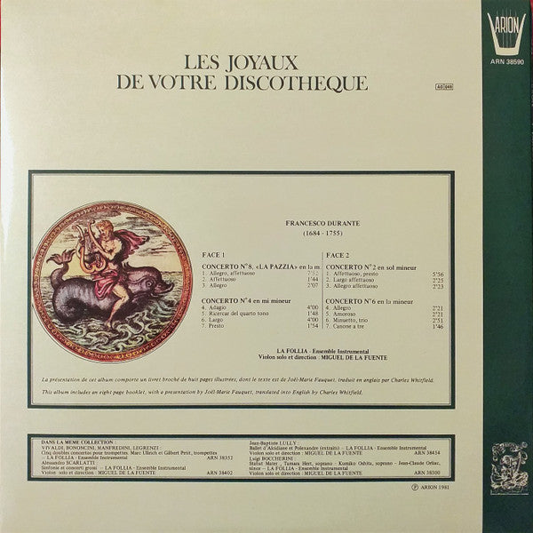 (Occasion ) Francesco Durante - La Follia, Miguel De La Fuente – Concertos Pour Cordes [Vinyle 33 Tours]