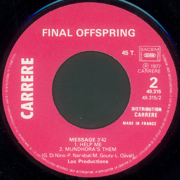 (Occasion ) Final Offspring – The Destruction Of Mundhora [Vinyle 45 Tours]