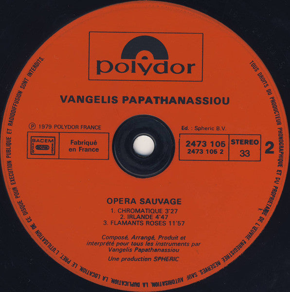 (occasion) Vangelis Papathanassiou – Opéra Sauvage [Vinyle 33 Tours]