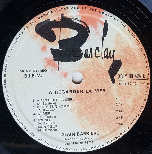 (occasion)Alain Barrière – À Regarder La Mer [Vinyle 33 Tours]