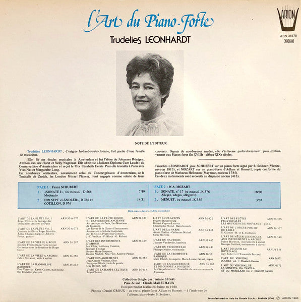 (Occasion ) Trudelies Leonhardt – L'Art Du Piano-Forte [Vinyle 33 Tours]