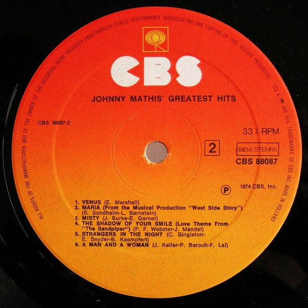 (Occasion) Johnny Mathis Johnny Mathis' Greatest Hits [Vinyle 33Tours]