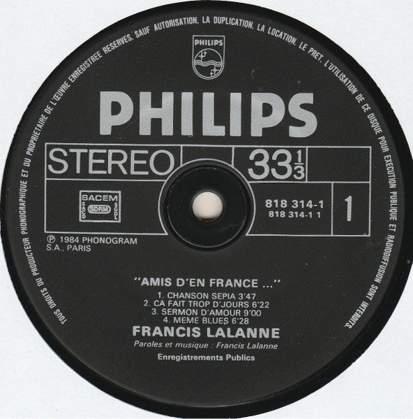 (occasion) Francis Lalanne – Amis D'en France... [Vinyle 33 Tours]