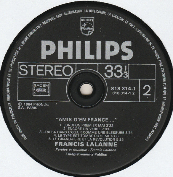 (occasion) Francis Lalanne – Amis D'en France... [Vinyle 33 Tours]