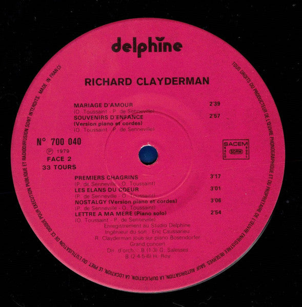(Occasion) Richard Clayderman Lettre À Ma Mère [Vinyle 33Tours]
