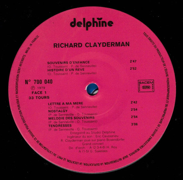 (Occasion) Richard Clayderman Lettre À Ma Mère [Vinyle 33Tours]