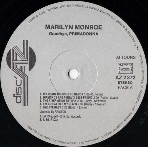 (Occasion) Marilyn Monroe – I Love You "Baby" [Vinyle 33 Tours]