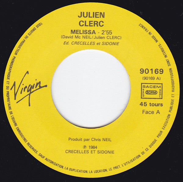 (Occasion) Julien Clerc – Mélissa [Vinyle 45 Tours]