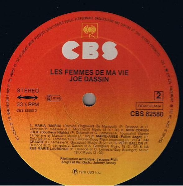 (occasion) Joe Dassin – Les Femmes De Ma Vie [Vinyle 33 Tours]