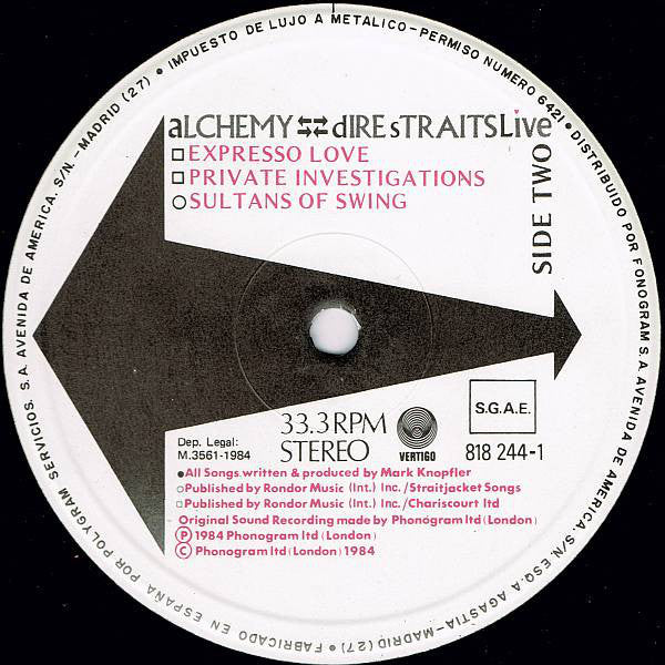 (occasion) Dire Straits – Alchemy - Dire Straits Live [Vinyle super 33 Tours]