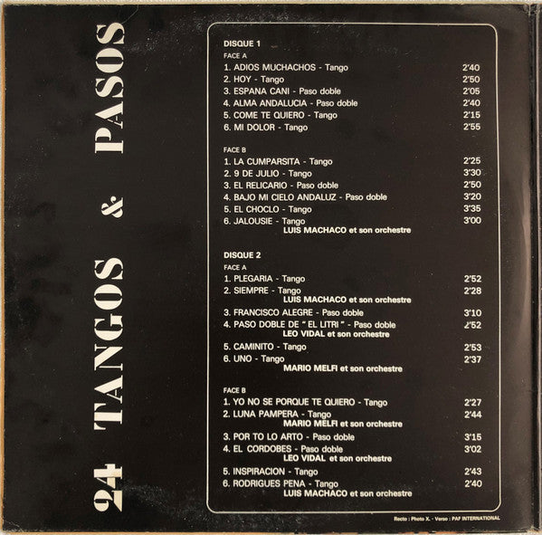 (occasion) Luis Machaco, Leo Vidal, Mario Melfi – 24 Tangos & Pasos [Vinyle 33 Tours]