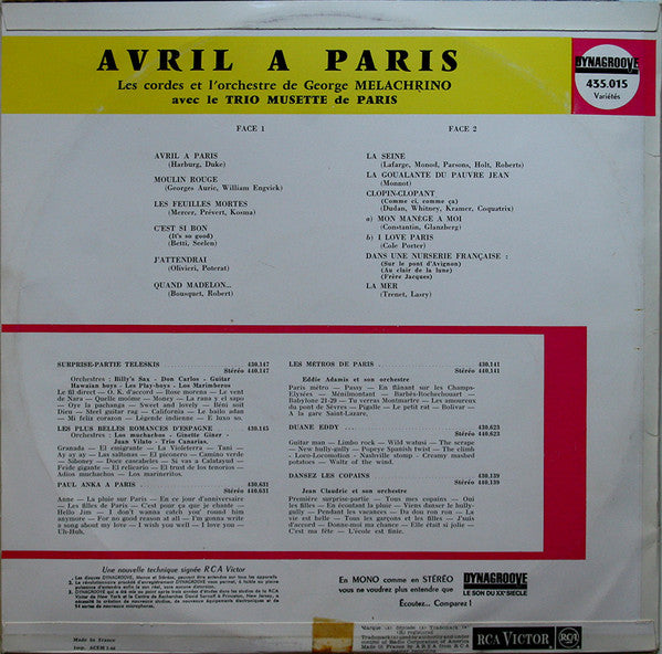 (Occasion) Les Cordes Et L'Orchestre De George Melachrino Avec Le Trio Musette De Paris Avril A Paris [Vinyle 33Tours]