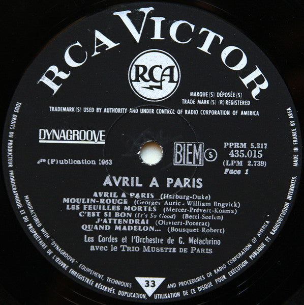 (Occasion) Les Cordes Et L'Orchestre De George Melachrino Avec Le Trio Musette De Paris Avril A Paris [Vinyle 33Tours]