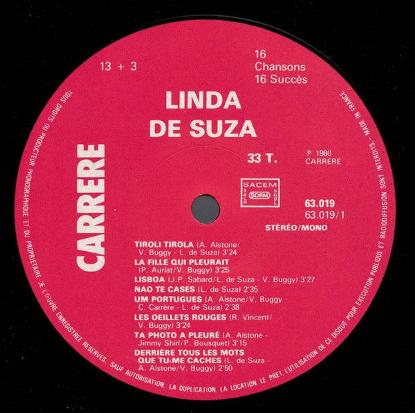 Linda De Suza –16 Chansons 16 Succès [Vinyle 33Tours] - flash vidéo