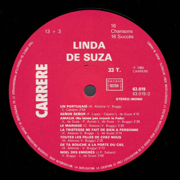 Linda De Suza –16 Chansons 16 Succès [Vinyle 33Tours] - flash vidéo