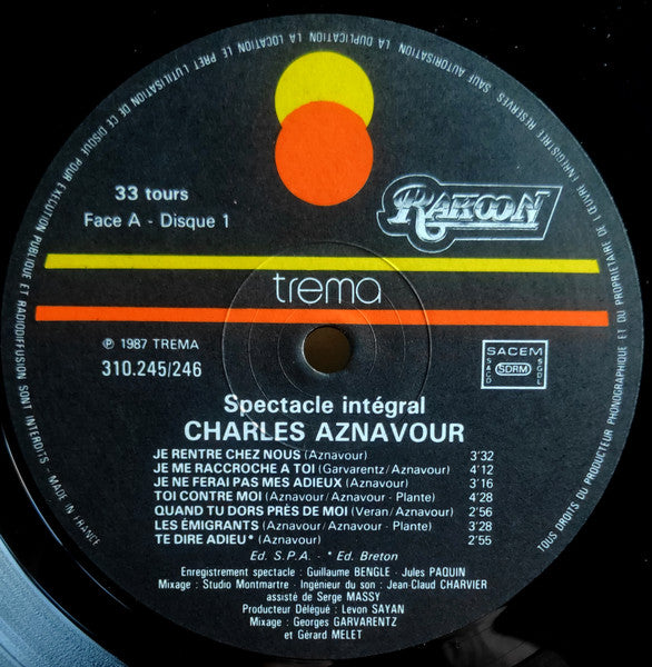 (Occasion) Aznavour – Récital - Intégrale Du Spectacle [Vinyle super 33 Tours]