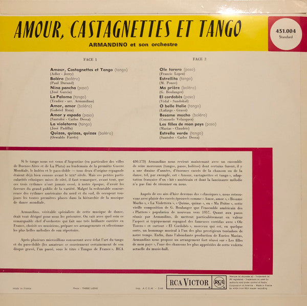 Armandino Et Son Orchestre – Amour Castagnettes Et Tango [Vinyle 33Tours]