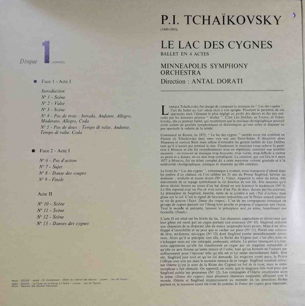 (Occasion) Pyotr Ilyich Tchaikovsky, Antal Dorati – Intégrale en 2 disques du Lac des Cygnes ballet [Vinyle 33 Tours]