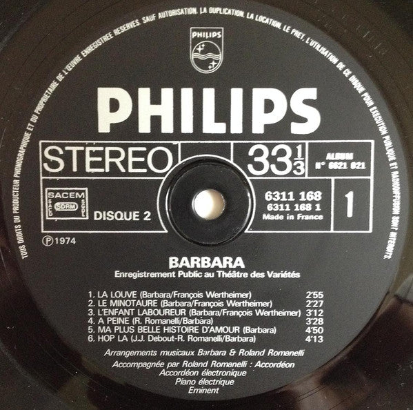 (occasion) Barbara – Enregistrement Public Au Théâtre Des Variétés [Vinyle 33 Tours]