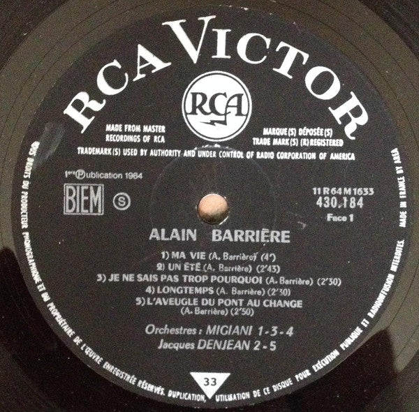 (Occasion) Alain Barrière A L'Olympia [Vinyle 33Tours]