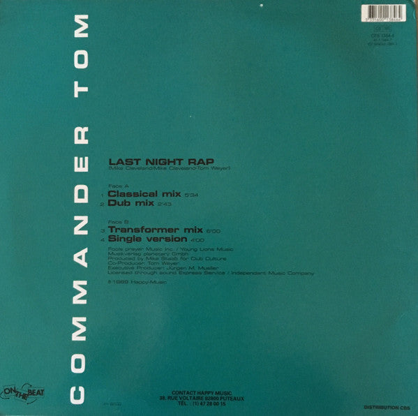 (occasion) Commander Tom – Last Night Rap [Vinyle maxi 45 Tours]