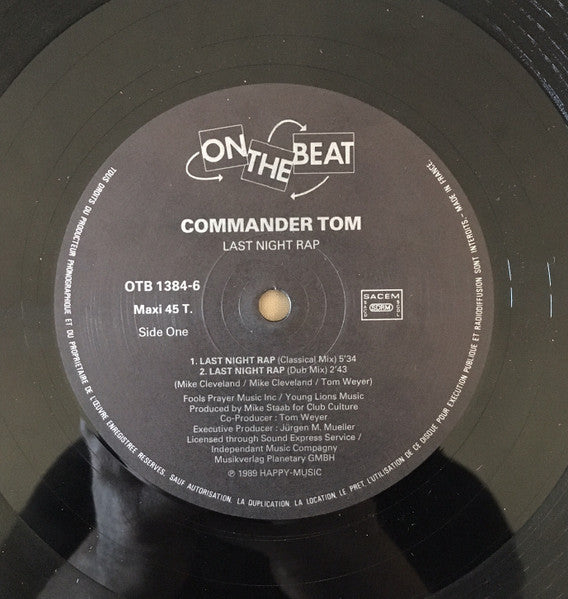 (occasion) Commander Tom – Last Night Rap [Vinyle maxi 45 Tours]