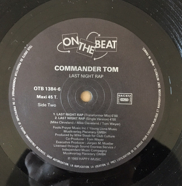 (occasion) Commander Tom – Last Night Rap [Vinyle maxi 45 Tours]