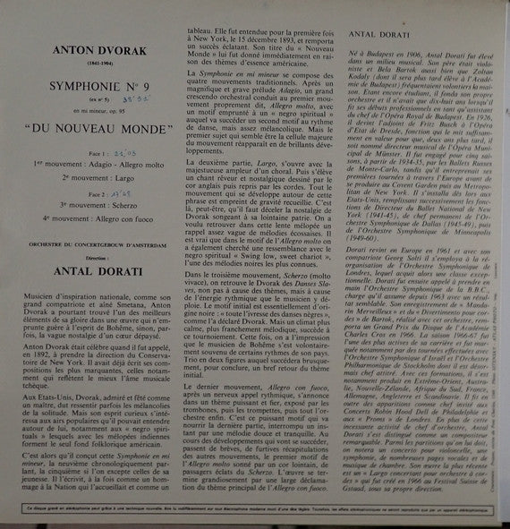 (Occasion) Antonín Dvořák – Symphonie N°9 “Du Nouveau Monde” Orchestre du Concertgebouw d’Amsterdam – dir. Antal Dorati [Vinyle 33 Tours]