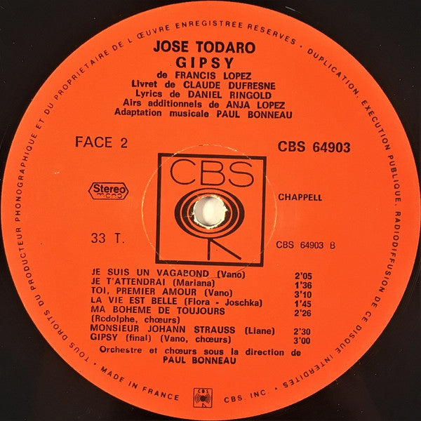 (Occasion) Francis Lopez  José Todaro – Gipsy [Vinyle 33Tours]