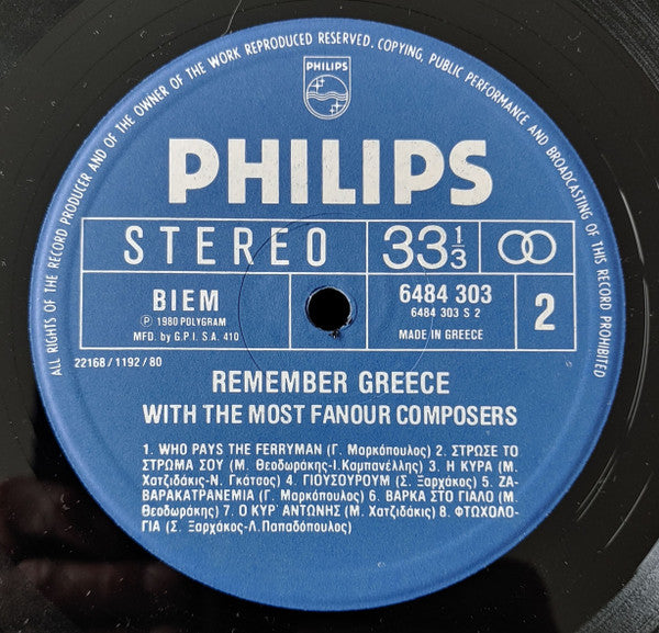 (Occasion ) Various – Remember Greece [Vinyle 33 Tours]